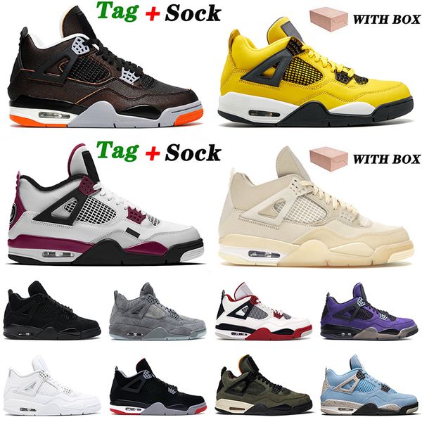 

starfish with box basketball shoes sail 4 4s off mens women undefeated bred university blue jumpman punch white cement trainers sneakers, White;red