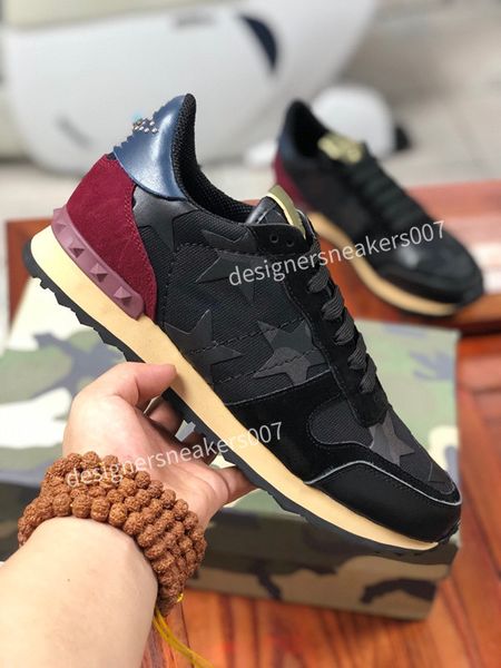 

the womans bottom cut spikes flats shoes for men women leather sneakers casual shoes rx190726, Black