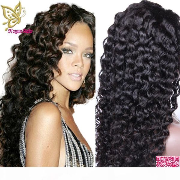 

deep curly brazilian human hair full lace wig glueless lace front human hair wigs with bleached knots for black women, Black;brown