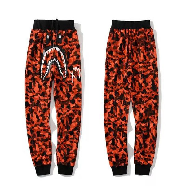 

men's women's camouflage jogging sweatpants fashion casual pants men's hip hop shark mouth, ing, Black