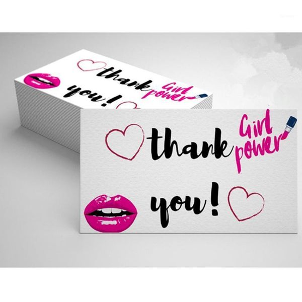 

personalize lipstick heart thank you card for small business, thank you for your order cards,thank customers1