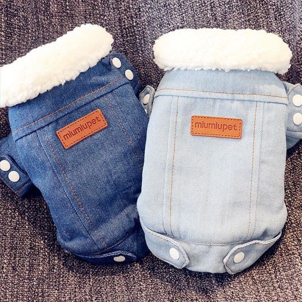 

luxury winter dog jacket puppy dog clothes pet outfits denim coat jeans costume chihuahua poodle bichon pet clothing 35s1