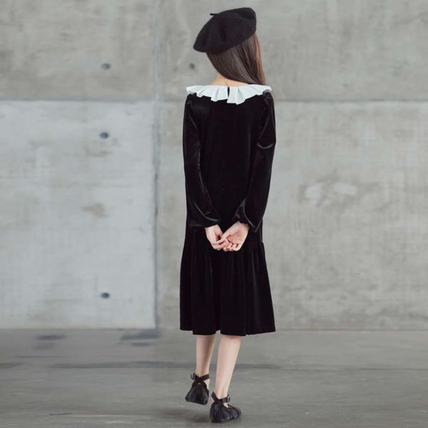 

ruffle black 2020 collar korean new drs middle school children's autumn winter long sve girl's skirt 7znf, Red;yellow