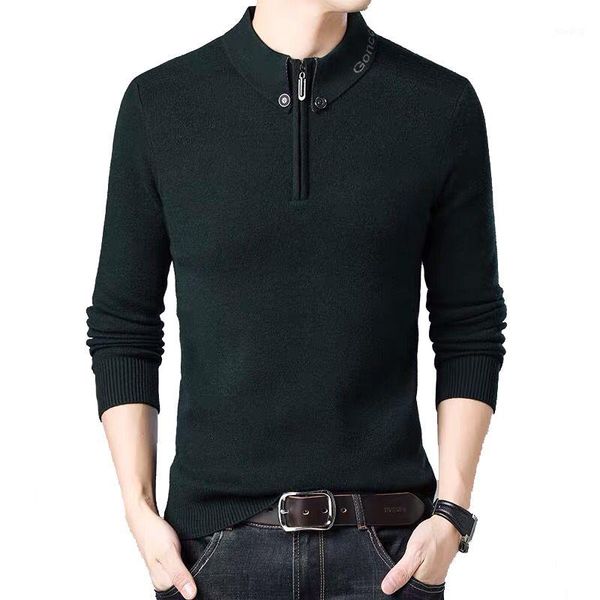 

man wool semi-zipper loose sweater fashion casual pullovers1, White;black