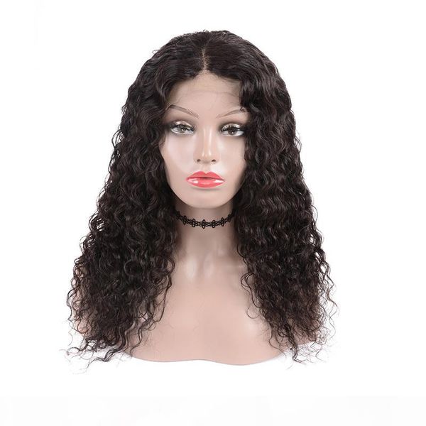

4*4 lace front wigs human hair water wave lace front wigs virgin brazilian lace frontal wig with baby hair for black women, Black;brown