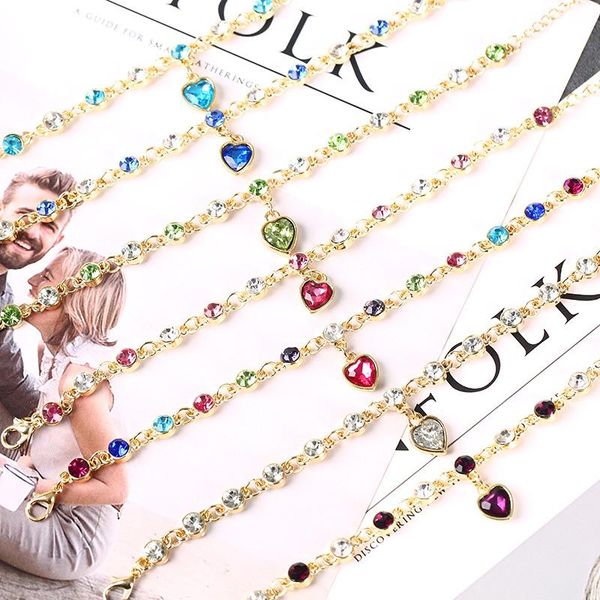 

bangle korean creative constellation bracelet gold-plated peach heart crystal, Black