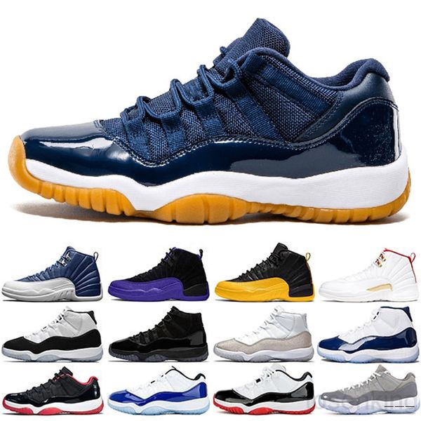 

11 low bred white blue concord men women 11s basketballs shoes 4 metallic orange red purple 13 flint lucky green sneakers with box kj5c, Black