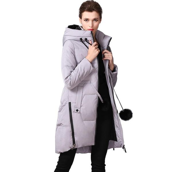 

women's down & parkas autumn winter women coats with hoody slim belt 90% duck lady trench outerwear overcoat lf4318, Black