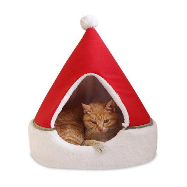 

christmas tree kennel winter warm small dog cat nest closed removable yurt comfortable soft pet supplies