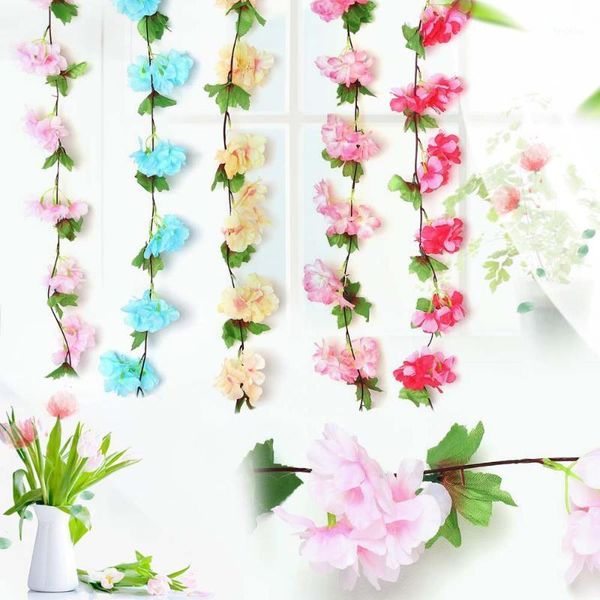 

new fashion artificial vine flowers cherry blossoms garden hanging flower ivy vine wedding party home decoration accessories1