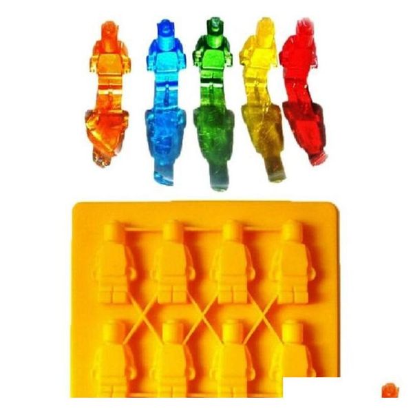 

50pcs shaped sil ice cube tray mini robot figure sile chocolate cake mold tray blue jllyky jjxh