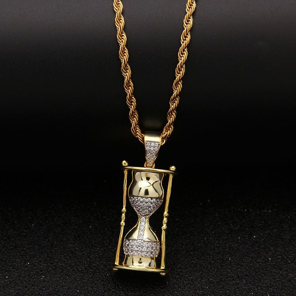 

hourglass pendant mode 2-color aaa zircon iced out of men necklace hip hop street jewelry bw0j, Silver