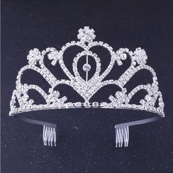 

свадебная свадьба принцесса кристалл горный хрусталь высокая корона оголовье тиара гребень для волос для день рождения подарочные волос ювел, Golden;silver