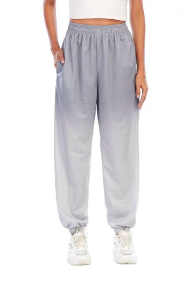 

pants loose pocket casual elastic waist running trousers ladies casual pants women gradient sport, Black;white