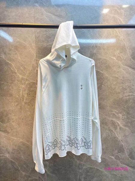

croxin 2020 autumn new pearl chain heavy industry hollowed out cross graffiti hole hooded sunscreen sweater, Black;gray