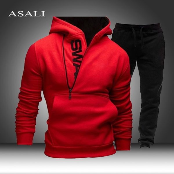 

men's hoodie set, 2-piece zipper sportswear, autumn and winter, 2021, Gray