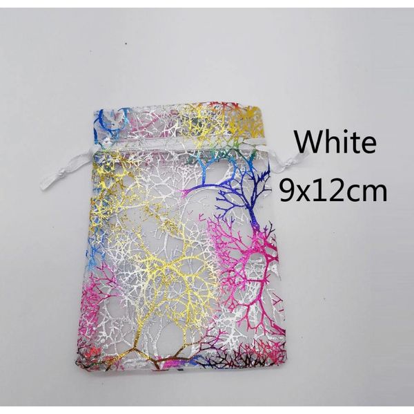 

500 шт. белый коралл органза сумка drawstring чехол пакет авторизатор ювелирные изделия вида для ср рождественские украшения дисплей упаковк