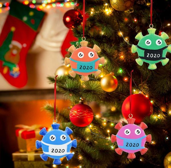 

2020 commemorative christmas quarantine ornaments customized gift plastic pvc virus cartoon decorations