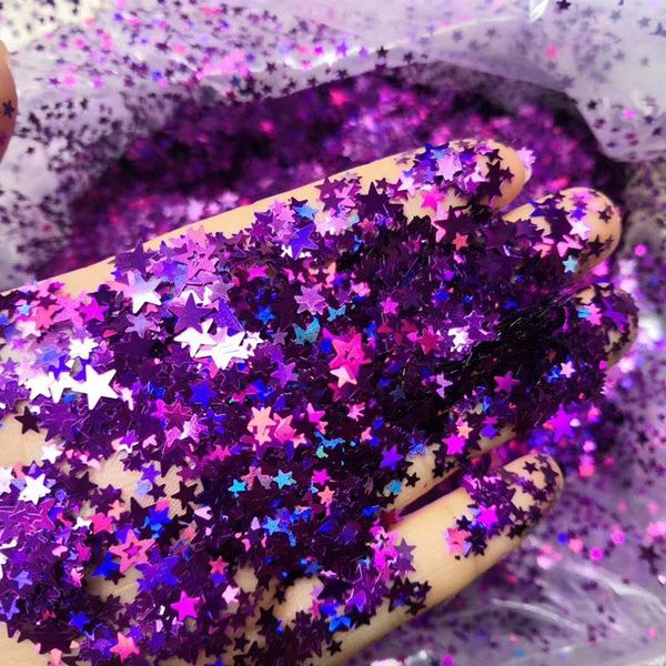 

nail glitter 1kg colorful holographic sequins 9colors 1-2.5mm hollow five-point star festival makeup for art, Silver;gold