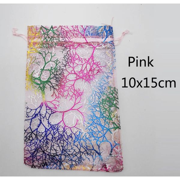 

50pcs pink coral organza bag drawstring pouch bag organizer jewelry box gift for wed christmas jewelry display packaging bags f wmtyuv
