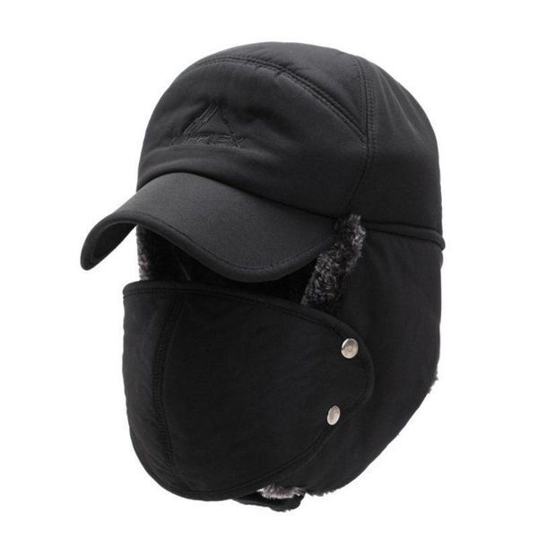 

winter men's windproof warm bike hat full face removable face cover hat outdoor sports baseball cap cycling ski new style, Black