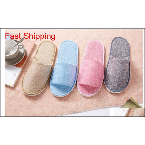 

10pairs /lot good quality mixed style linen l restaurant beauty club family cotton disposable slippers qylaeg packing2010