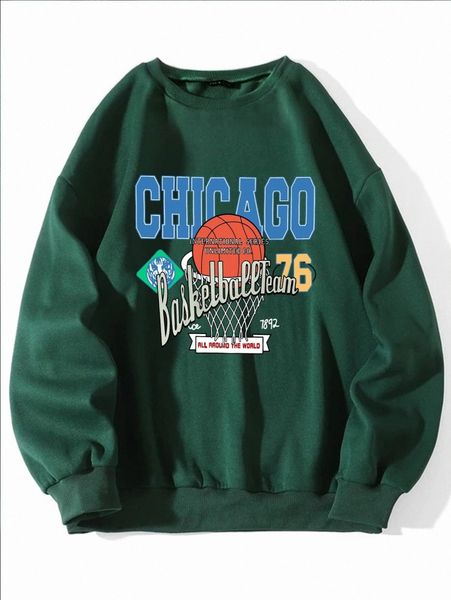 

letter graphic drop shoulder sweatshirt 68bt#, White;black