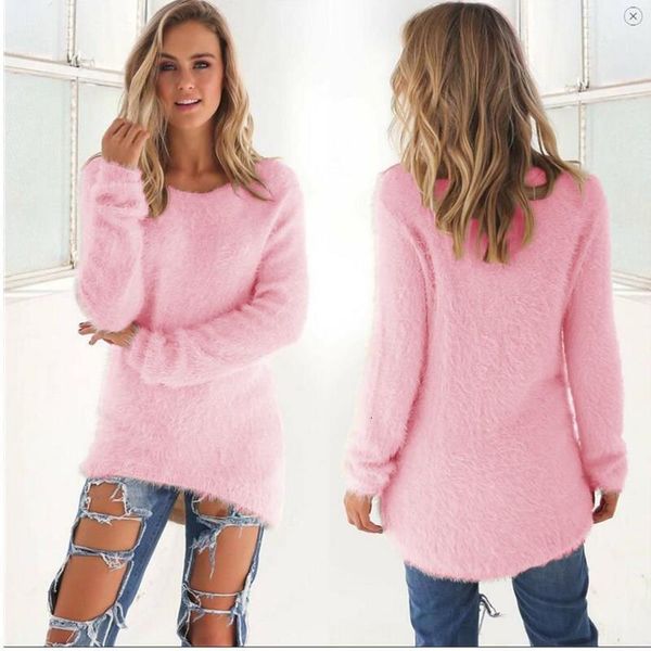 

pink plush women sweater winter warm maglioni solid jersey mujer invierno 10 colors black sweater pull long femme pullover, White;black