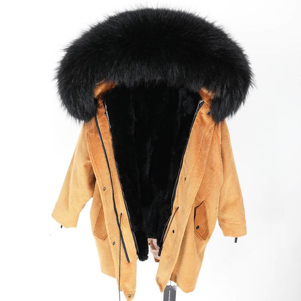 

fox 2021 new collar women long-sleeve pike detachable raccoon skin lining fashion winter fur coat hq0v, Black