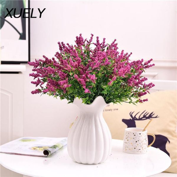 

decorative flowers & wreaths simulation foam seahorse lavender bouquet grass wedding flower living room home office desk decor artificial ar