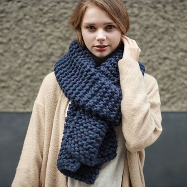 

feminino leno feito mo de l grossa quente malha irms senhoras cachecol grosso outono e inverno i5pa, Blue;gray