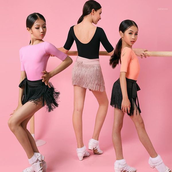 

2020 new latin dance practice wear short sleeve tassel skirts latin dance competition dress performance wear dqs47211, Black;red