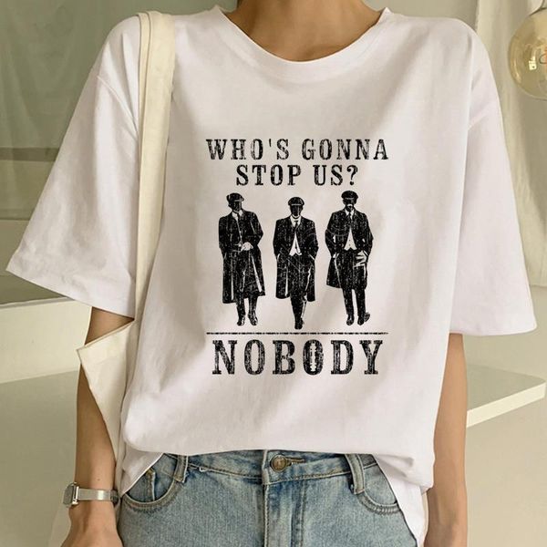 

new peaky blinders summer women t shirt fashion graphic printed tshirt streetwear hip hop shirts cool o-neck tee, White
