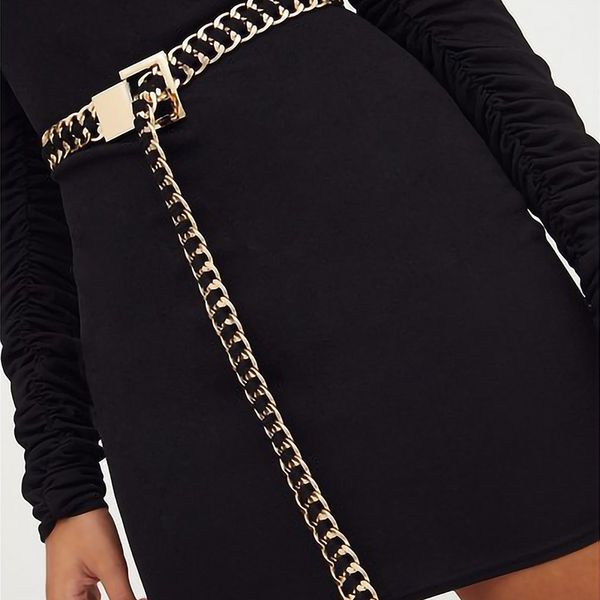 

new arrivals time-limited designers personality geometric slim body chain women europe exaggerated crude chain pu manual dipl, Black;brown