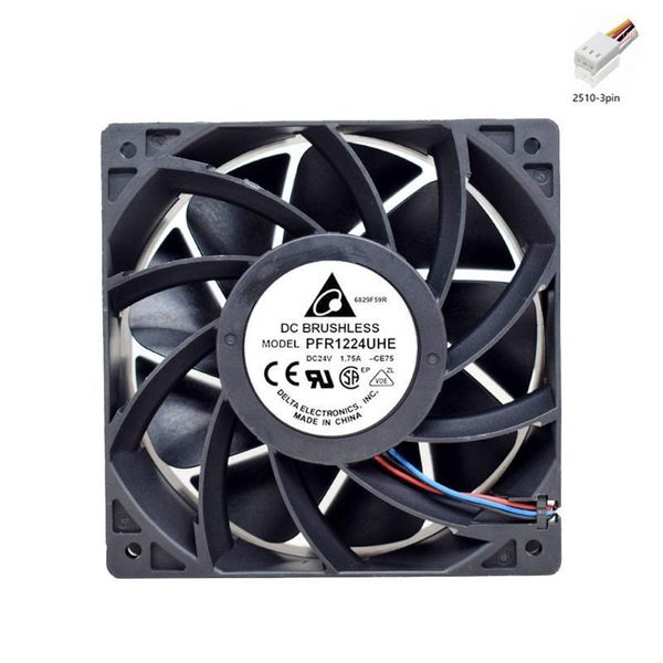 

for delta pfr1224uhe ce75 12cm dc 24v 1.75a 120x120x38mm 3-wire server cooler fan1