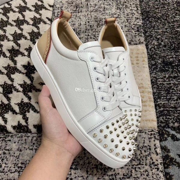 

fashion designer brand studs toe junior x sneakers flats man red bottom shoes for men,women party lovers canvas leather sneakers eu35-47, Black