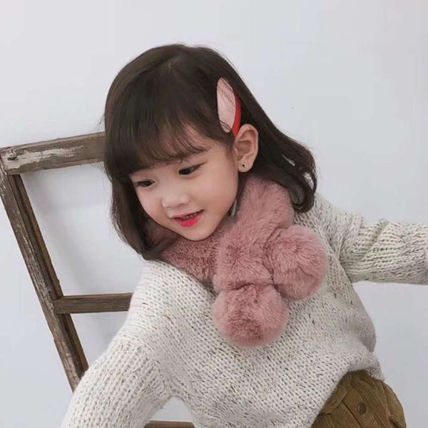 

plush ball crossed new thickened korean f1439 children's scarf winter warm neck 0wnm, Red;brown