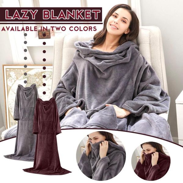 

blankets sofa with sleeves and pocket tv blanket hoodie cozy lazy shawl