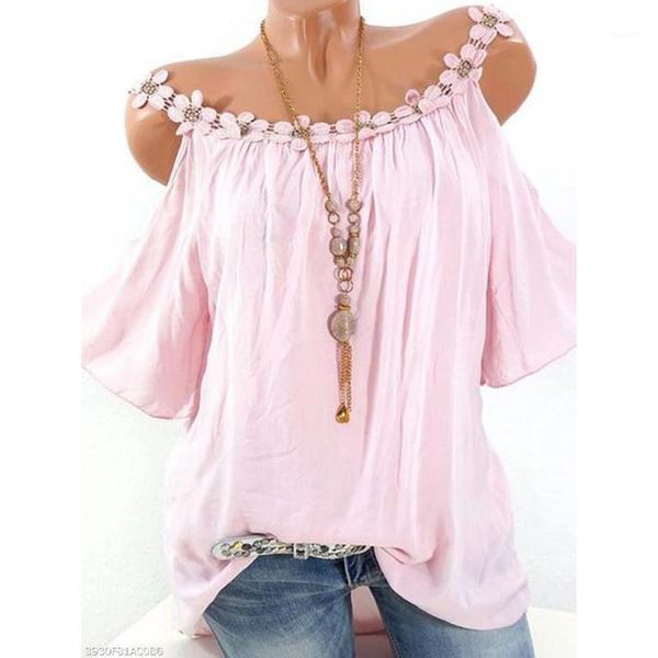 

5xl large size plus size women blouses short sleeve loose casual shirts 2020 woman off shoulder lace patchwork blouse1, White