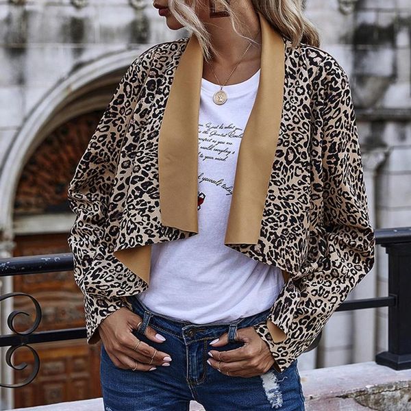 

leopard casual jackets women spring autumn basic print bomber warm coat fashion long sleeve female slim outerwear #3, Black;brown