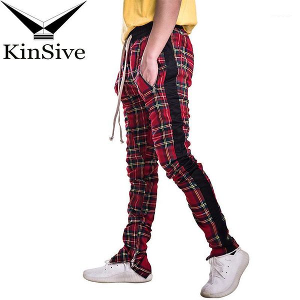 

joggers pants men streetwear zipper designer long pants tartan hip hop men trousers sweatpants male casual1, Black