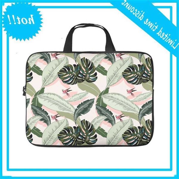 

green tropical plant leaf bird lapsleeve cold graphic opbergbag portable polyester tablet draagbag white