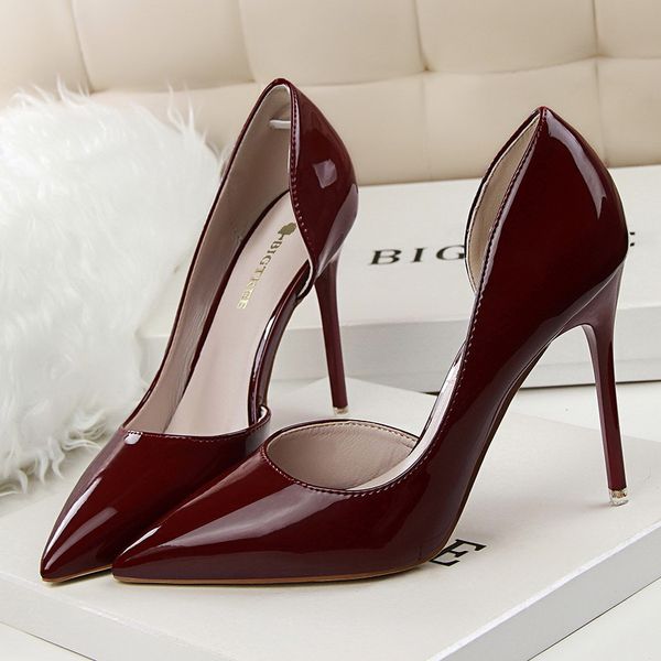 

2020 plus size 43 younger .5cm high heels yellow female pumps lady tacons scarpins wearing shoes y0hh, Black