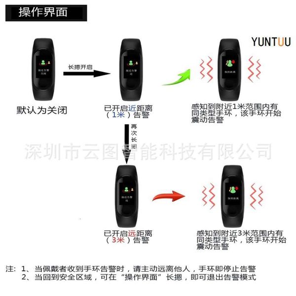 

social distance smart bracelet with body temperature fu