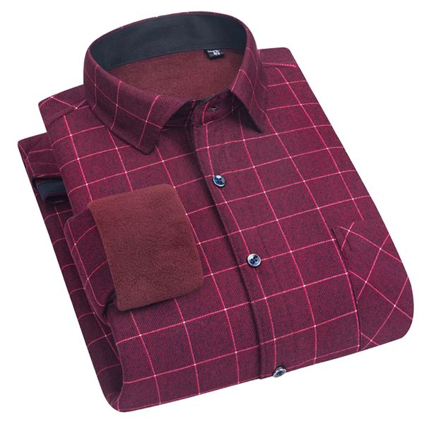

aoliwen men winter plush thick long sleeve warm red plaid shirt 10% wool casual trend anti wrinkle comfortable soft slim shirt c1212, White;black