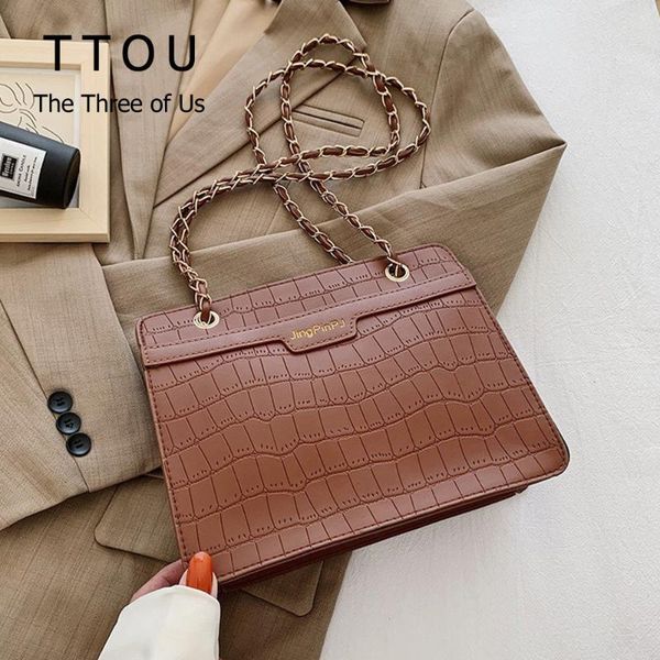 

cross body large capacity stone pattern women shoulder bag female travel solid color tote handbags pu leather chain designed sac a main