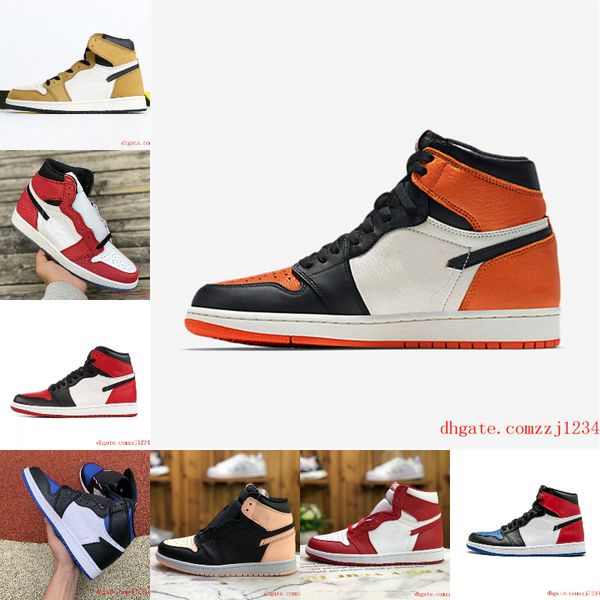 

2020 new tiffany chicago high-quality sneakers, pure white 1 bloodline men brand sneakers, royal blue, black red toes, vibrant yellow, shado