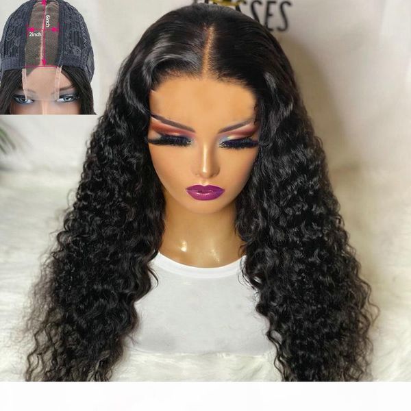 

2*6 lace closure curly wigs human hair wigs for black women 150% curly wig remy black knots brazilian hair pre plucked jko, Black;brown