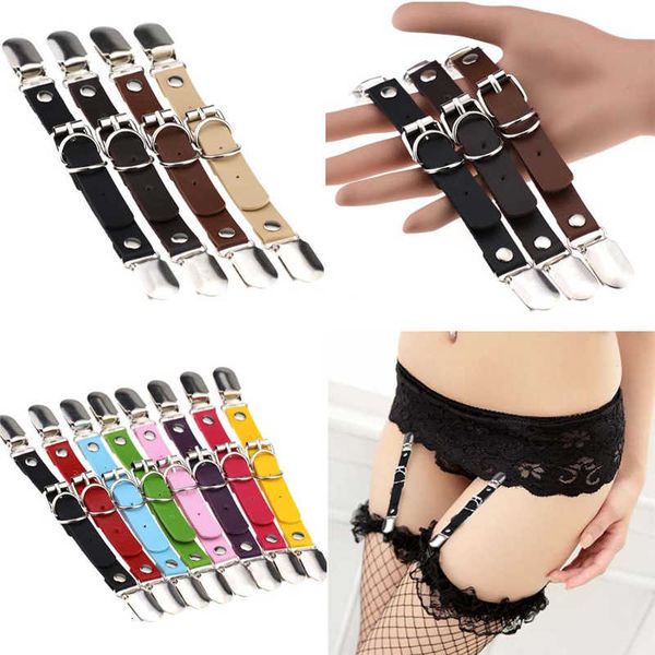 

2pcs women punk pu leather garter belt elasticity body tight suspender strap leg harness bondage belts, Black;white