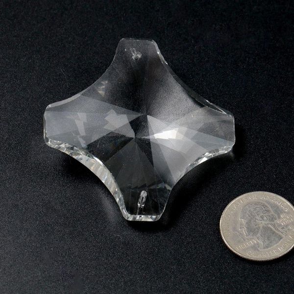 

60mm faceted crystal pendants chandelier connector 2 holes glass suncatcher lamp prism part diy home decoration accessories h wmtrqv